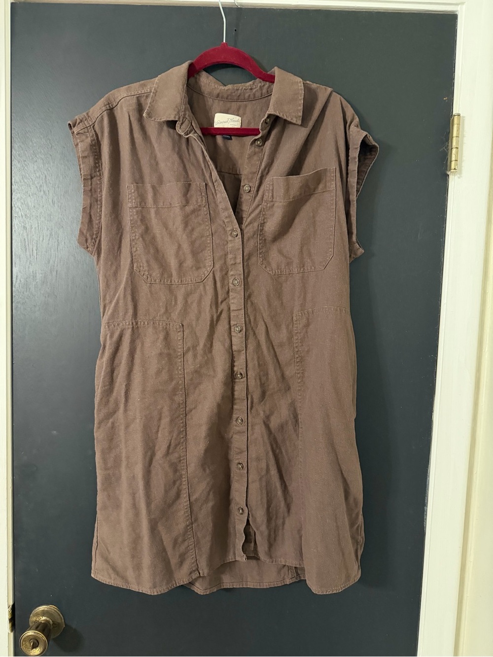 Universal Thread Brown Button-Front Mini Shirt Dress